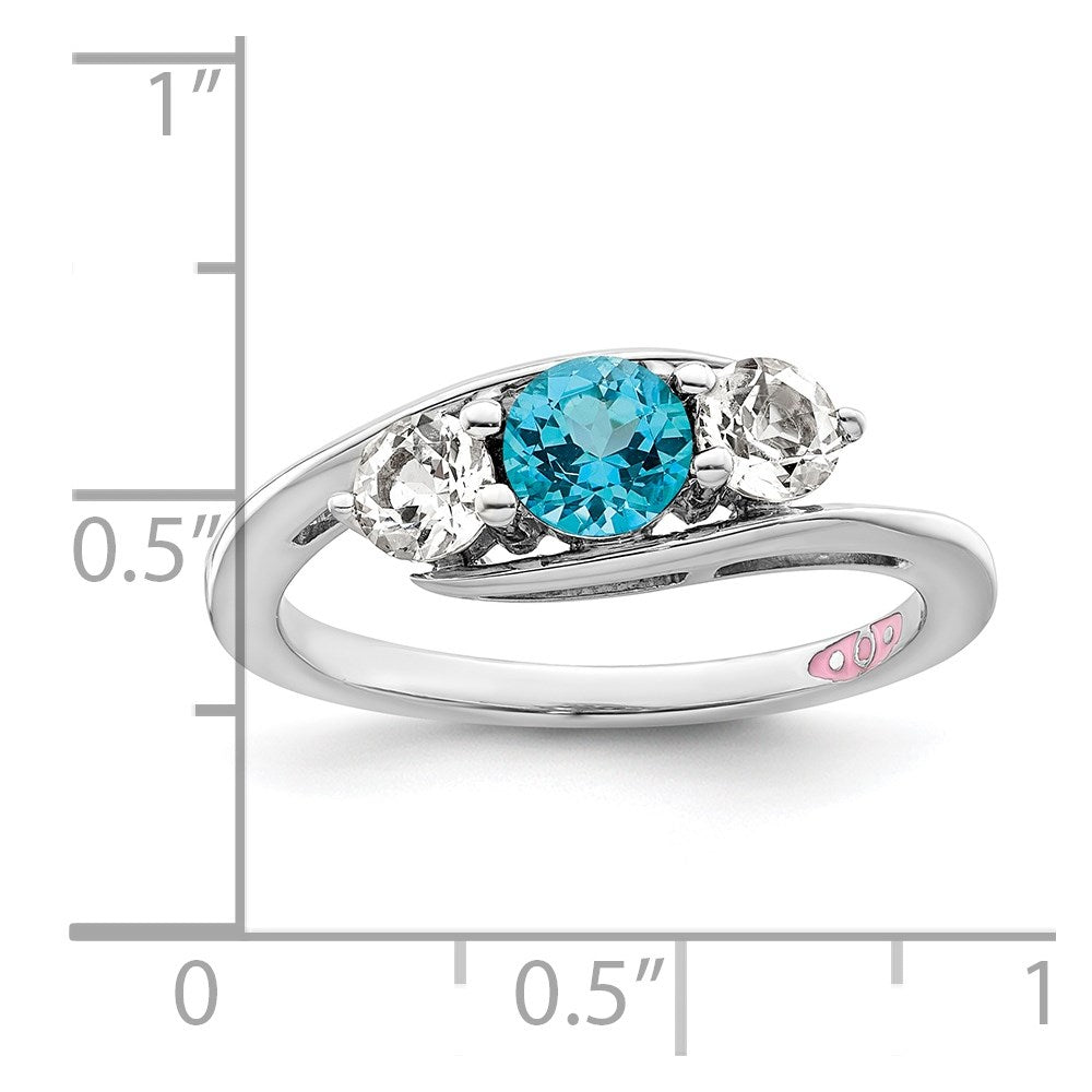 Survivor Collection Sterling Silver Rhodium-plated White and Blue Swarovski Topaz Sue Ring