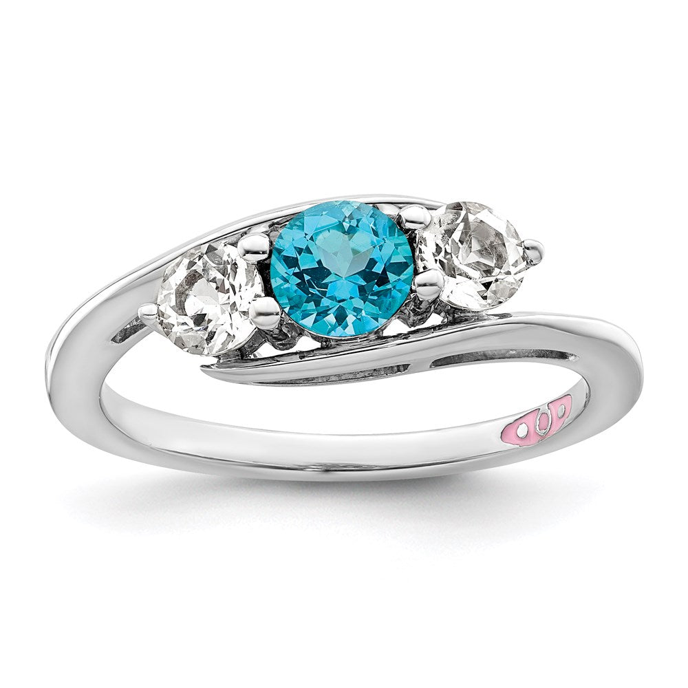 Survivor Collection Sterling Silver Rhodium-plated White and Blue Swarovski Topaz Sue Ring