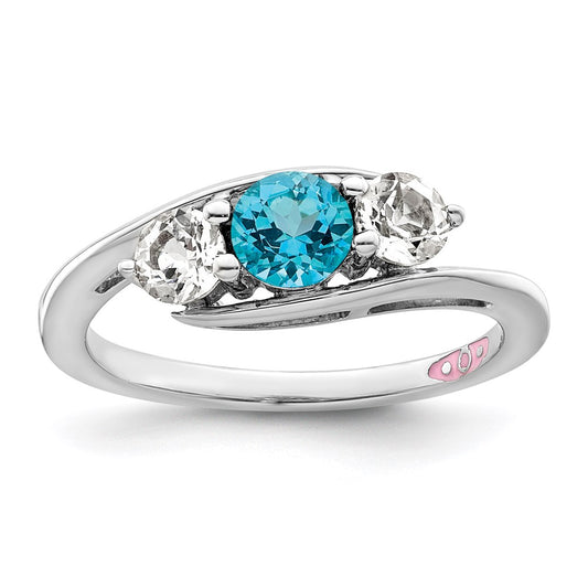 Survivor Collection Sterling Silver Rhodium-plated White and Blue Swarovski Topaz Sue Ring