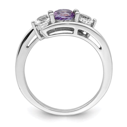 Survivor Collection 10k White Gold White Gold Rhodium-plated White and Purple Swarovski Topaz Sue Ring