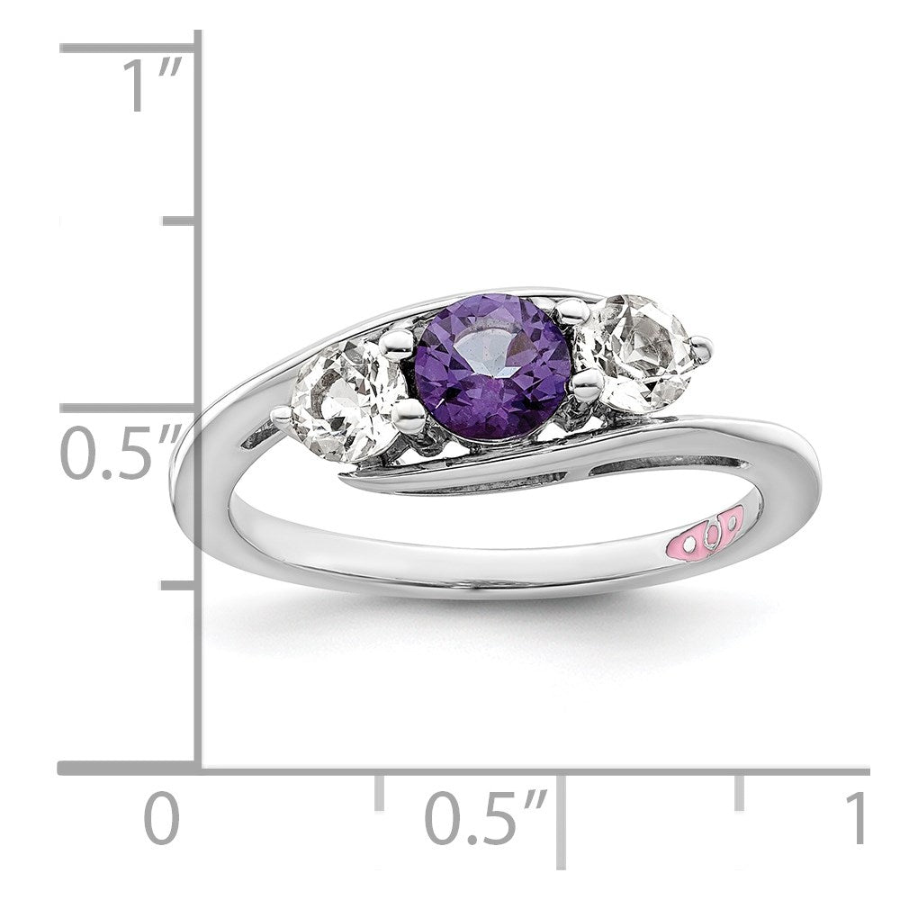 Survivor Collection Sterling Silver Rhodium-plated White and Purple Swarovski Topaz Sue Ring
