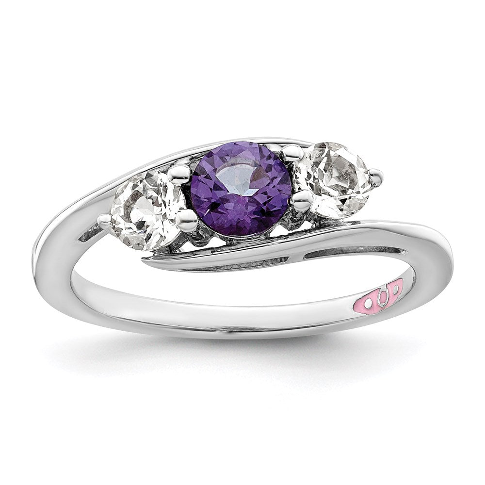 Survivor Collection Sterling Silver Rhodium-plated White and Purple Swarovski Topaz Sue Ring