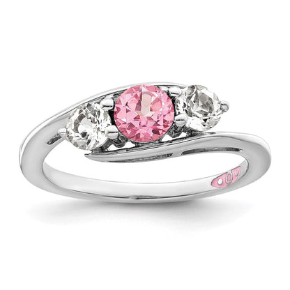Survivor Collection 10k White Gold White Gold Rhodium-plated White and Pink Swarovski Topaz Sue Ring