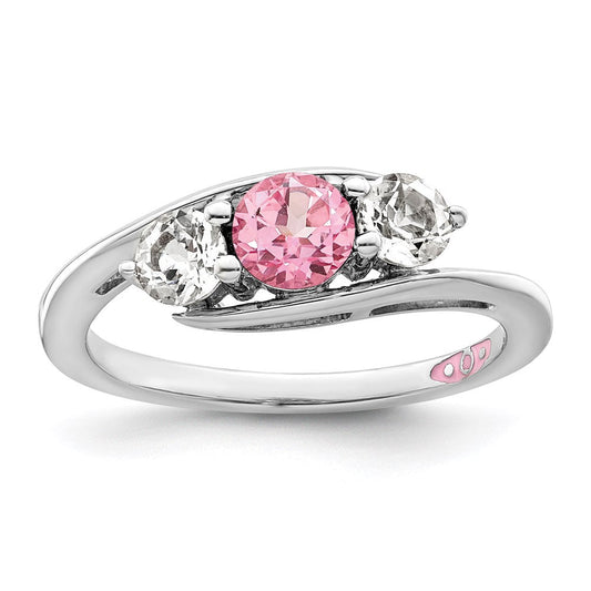 Survivor Collection 10k White Gold White Gold Rhodium-plated White and Pink Swarovski Topaz Sue Ring