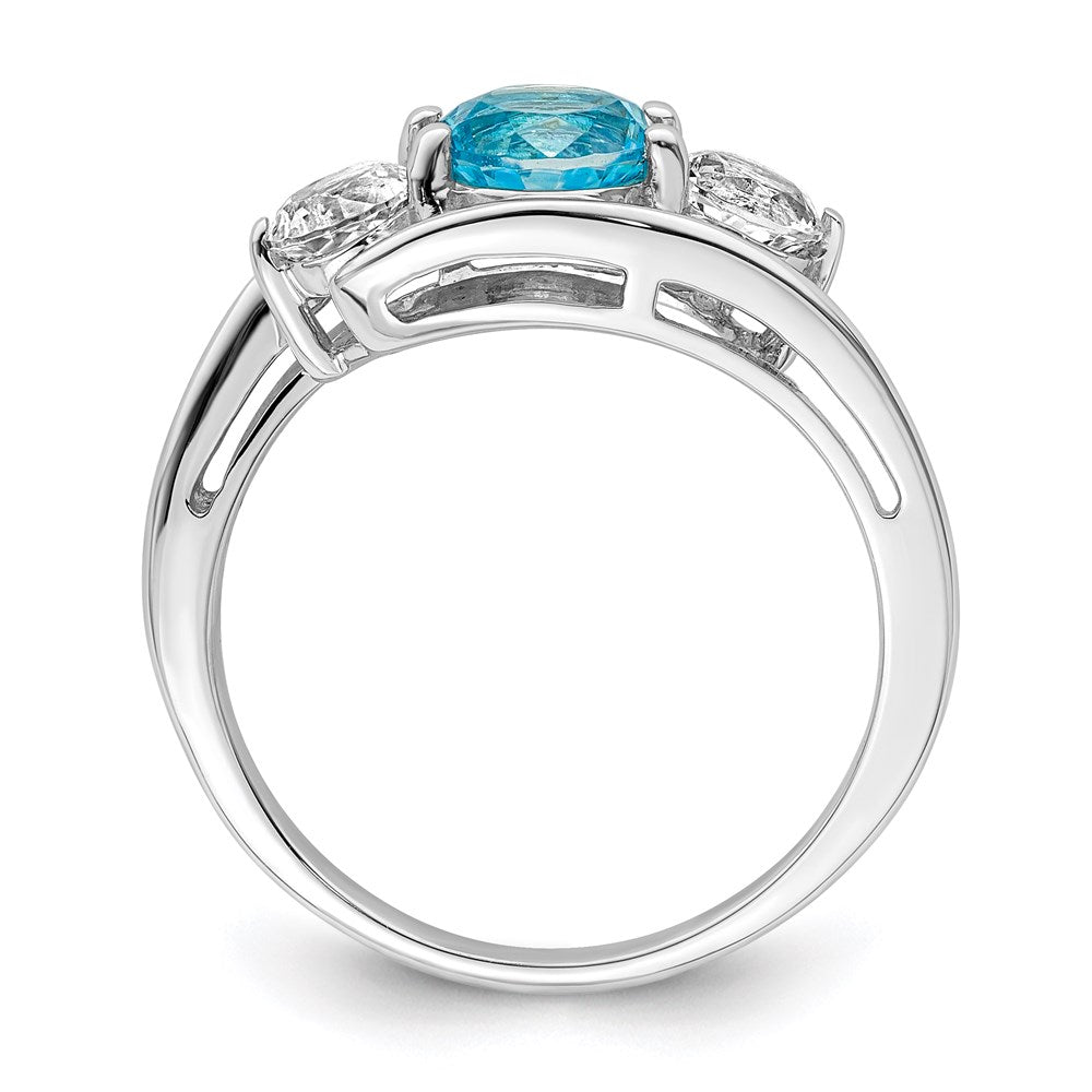 Survivor Collection Sterling Silver Rhodium-plated White and Blue Swarovski Topaz Sue Ring