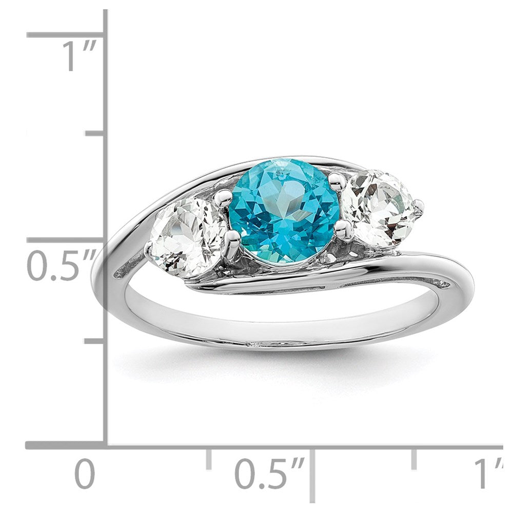 Survivor Collection Sterling Silver Rhodium-plated White and Blue Swarovski Topaz Sue Ring