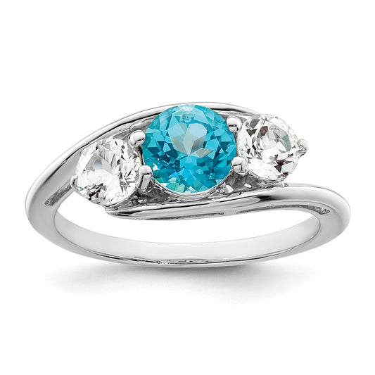 Survivor Collection Sterling Silver Rhodium-plated White and Blue Swarovski Topaz Sue Ring