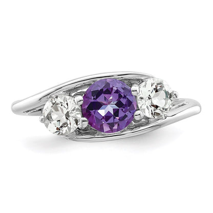 Survivor Collection Sterling Silver Rhodium-plated White and Purple Swarovski Topaz Sue Ring