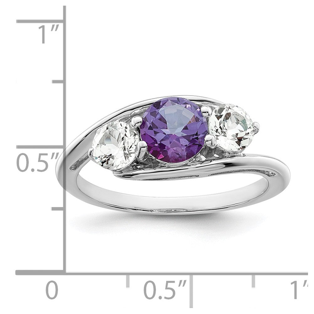 Survivor Collection Sterling Silver Rhodium-plated White and Purple Swarovski Topaz Sue Ring