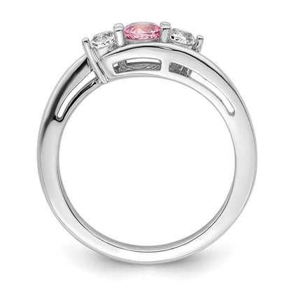 Survivor Collection Sterling Silver Rhodium-plated White and Pink Swarovski Topaz Sue Ring