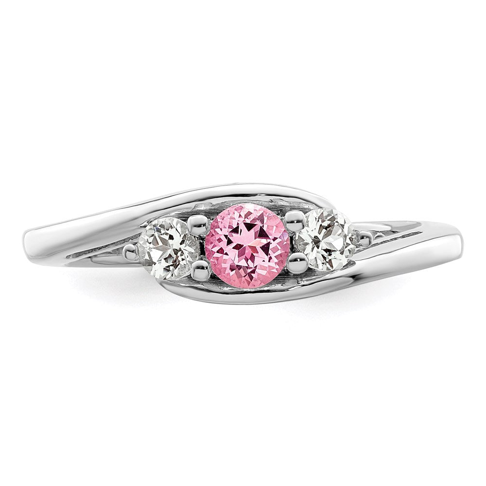 Survivor Collection Sterling Silver Rhodium-plated White and Pink Swarovski Topaz Sue Ring
