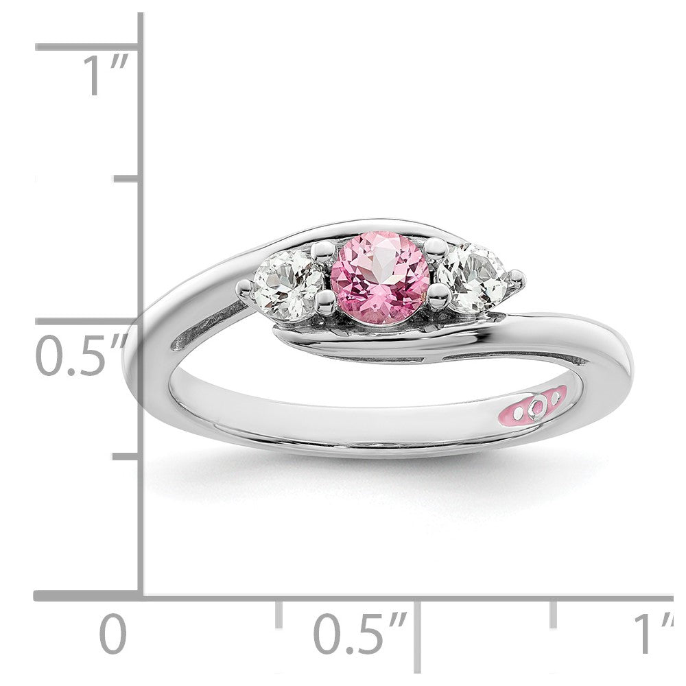Survivor Collection Sterling Silver Rhodium-plated White and Pink Swarovski Topaz Sue Ring