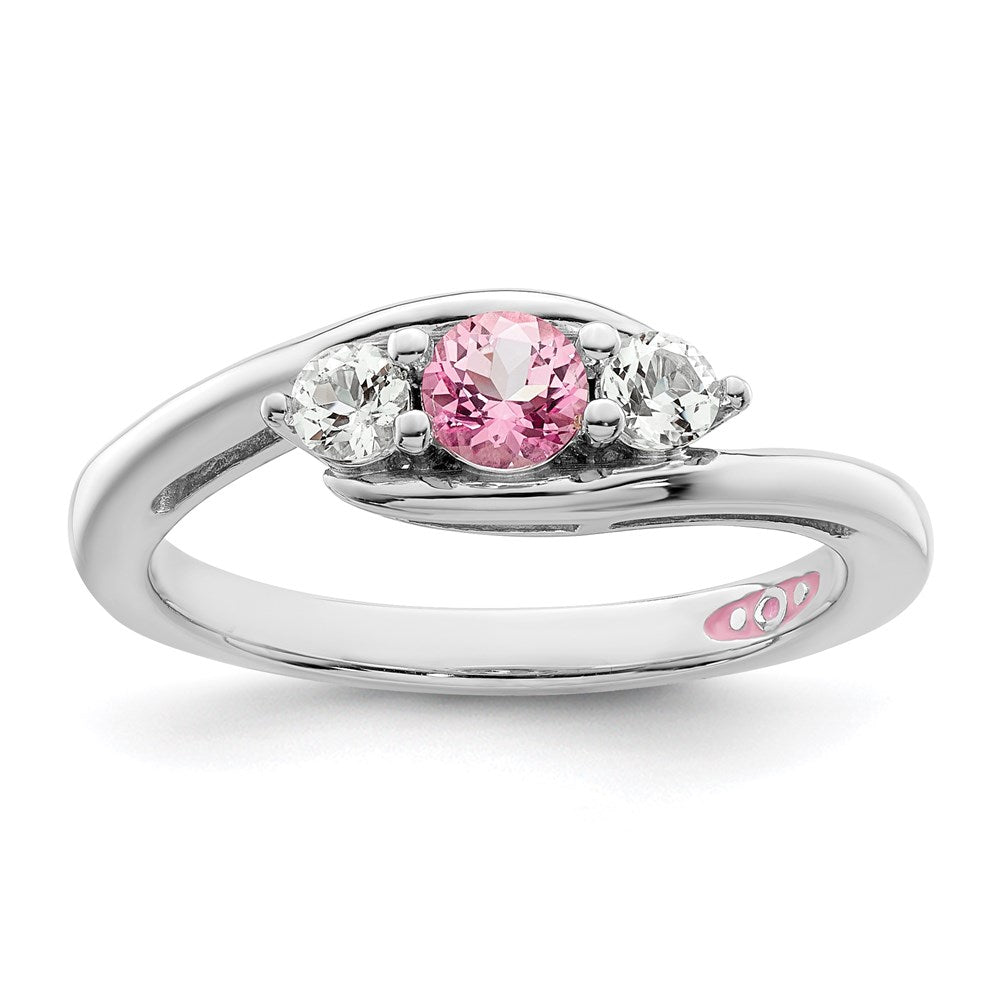 Survivor Collection Sterling Silver Rhodium-plated White and Pink Swarovski Topaz Sue Ring