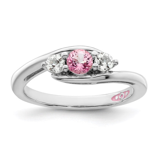 Survivor Collection Sterling Silver Rhodium-plated White and Pink Swarovski Topaz Sue Ring