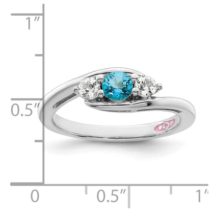Survivor Collection Sterling Silver Rhodium-plated White and Blue Swarovski Topaz Sue Ring