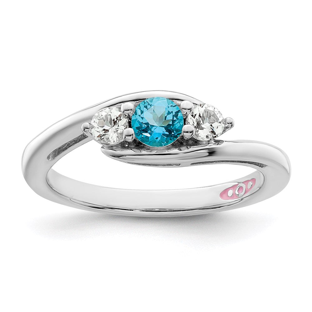 Survivor Collection Sterling Silver Rhodium-plated White and Blue Swarovski Topaz Sue Ring