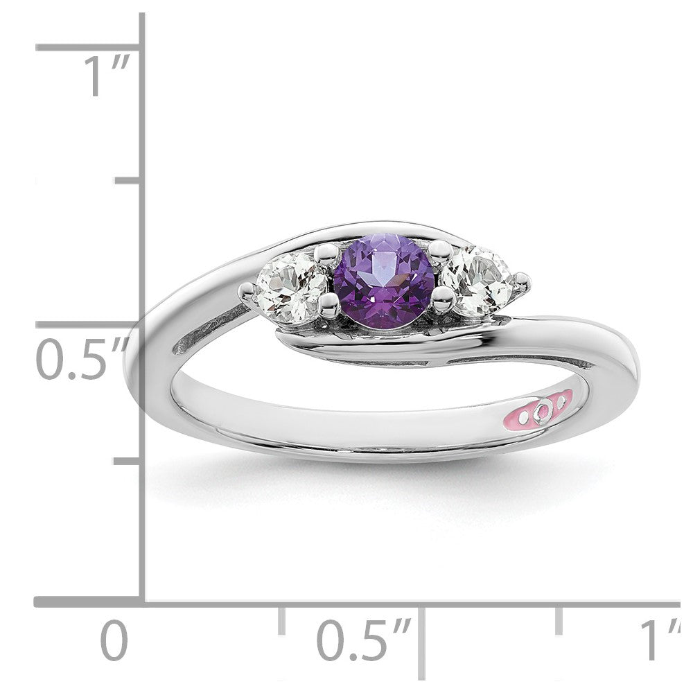 Survivor Collection Sterling Silver Rhodium-plated White and Purple Swarovski Topaz Sue Ring