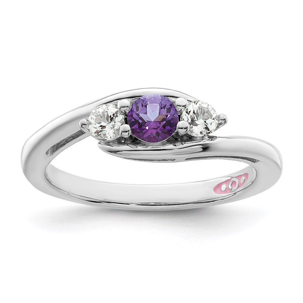 Survivor Collection Sterling Silver Rhodium-plated White and Purple Swarovski Topaz Sue Ring