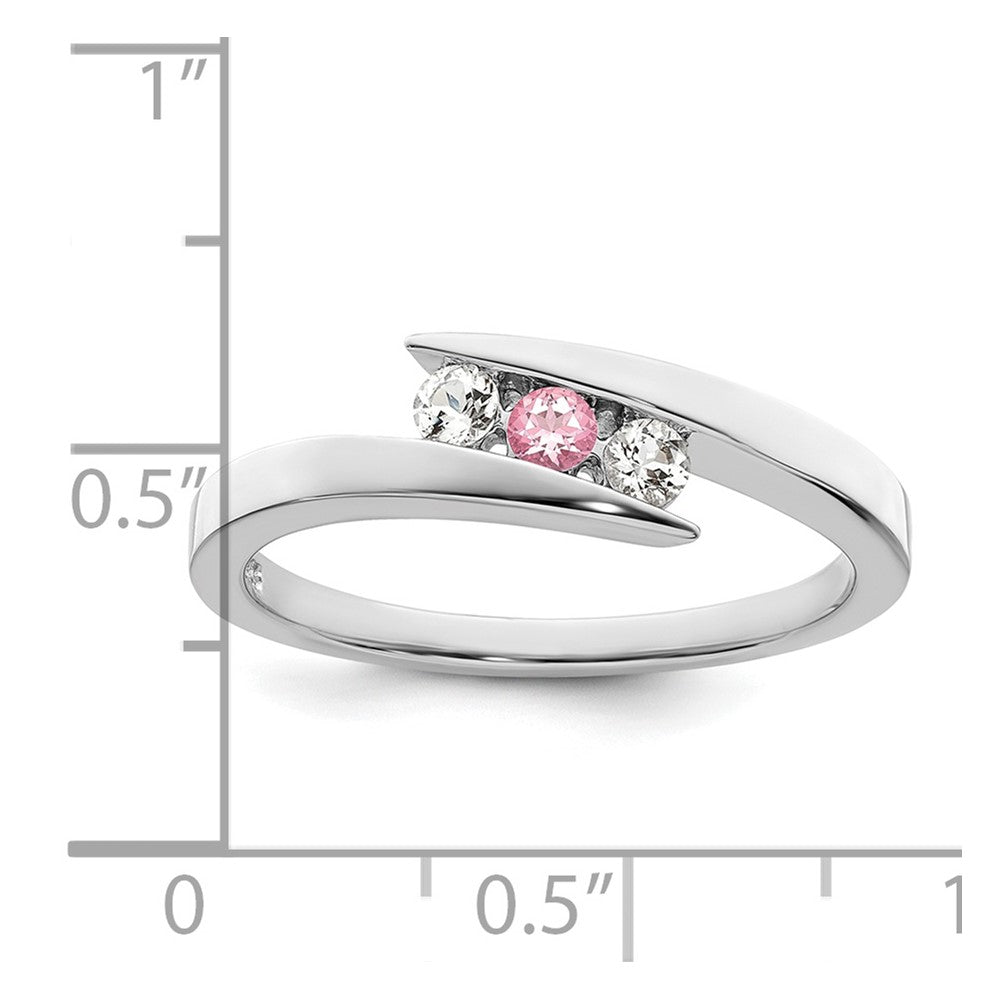 Survivor Collection 10k White Gold White Gold Rhodium-plated White and Pink Swarovski Topaz Circle of Strength Ring