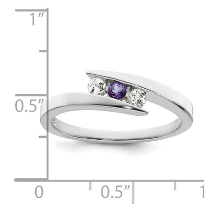 Survivor Collection Sterling Silver Rhodium-plated White and Purple Swarovski Topaz Circle of Strength Ring