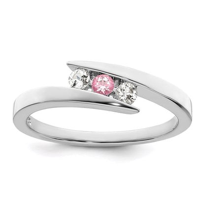 Survivor Collection 10k White Gold White Gold Rhodium-plated White and Pink Swarovski Topaz Circle of Strength Ring