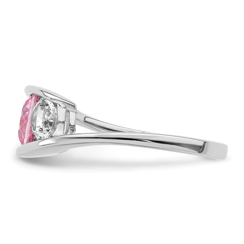 Survivor Collection Sterling Silver Rhodium-plated White and Pink Swarovski Topaz Journey Ring