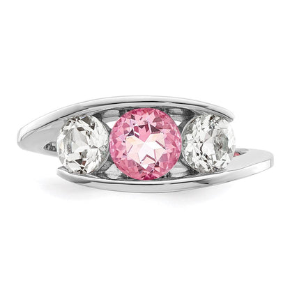 Survivor Collection 10k White Gold White Gold Rhodium-plated White and Pink Swarovski Topaz Journey Ring