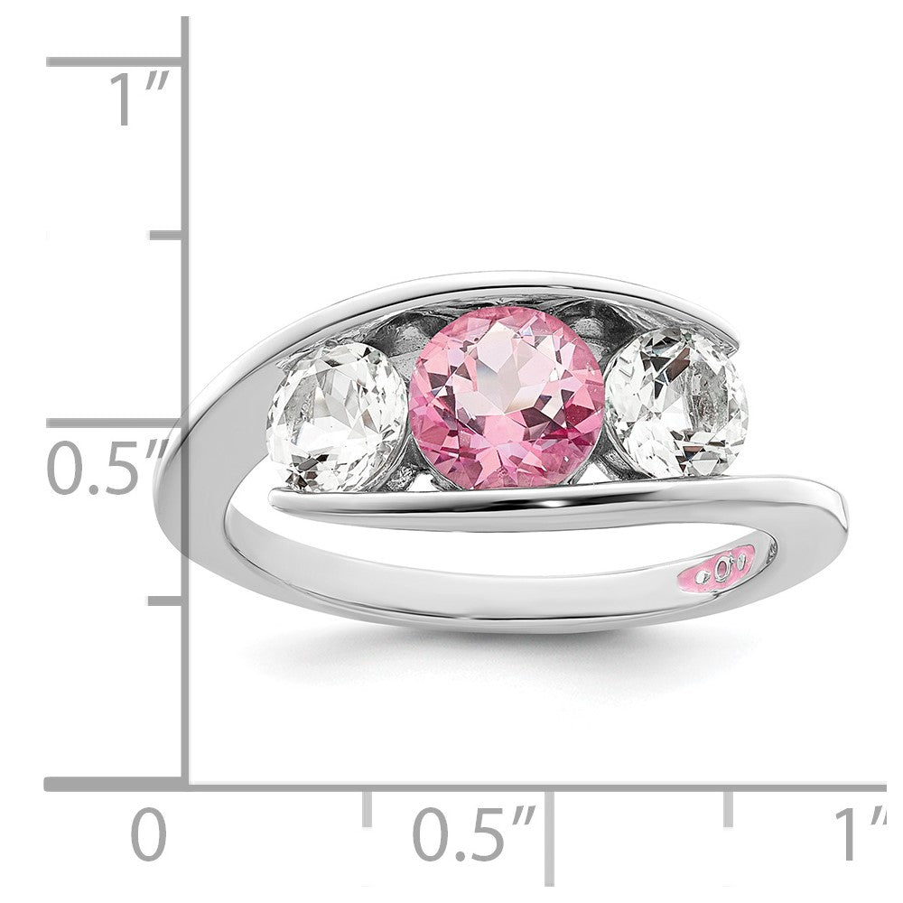 Survivor Collection 10k White Gold White Gold Rhodium-plated White and Pink Swarovski Topaz Journey Ring