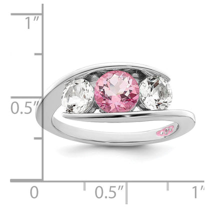 Survivor Collection 10k White Gold White Gold Rhodium-plated White and Pink Swarovski Topaz Journey Ring