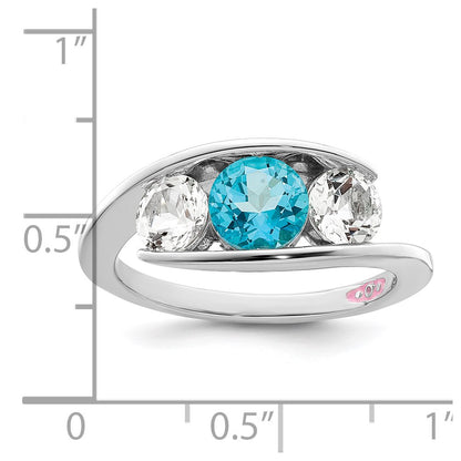 Survivor Collection Sterling Silver Rhodium-plated White and Blue Swarovski Topaz Journey Ring