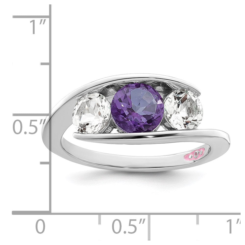 Survivor Collection Sterling Silver Rhodium-plated White and Purple Swarovski Topaz Journey Ring