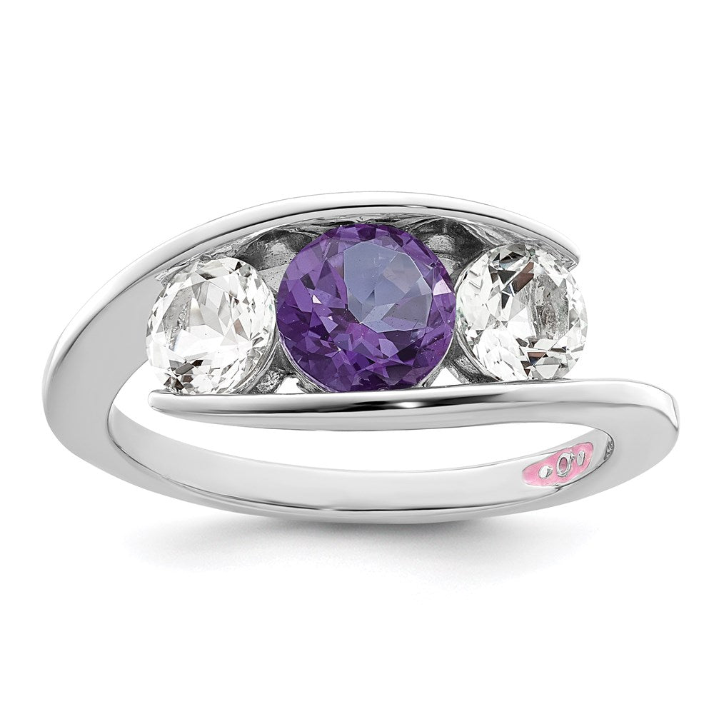 Survivor Collection Sterling Silver Rhodium-plated White and Purple Swarovski Topaz Journey Ring