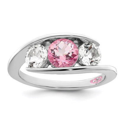 Survivor Collection 10k White Gold White Gold Rhodium-plated White and Pink Swarovski Topaz Journey Ring