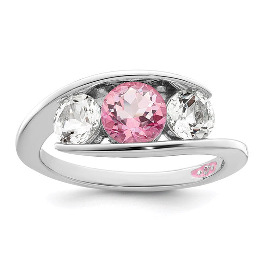 Survivor Collection 10k White Gold White Gold Rhodium-plated White and Pink Swarovski Topaz Journey Ring