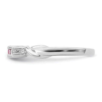 Survivor Collection Sterling Silver Rhodium-plated White and Pink Swarovski Topaz Joanna Ring