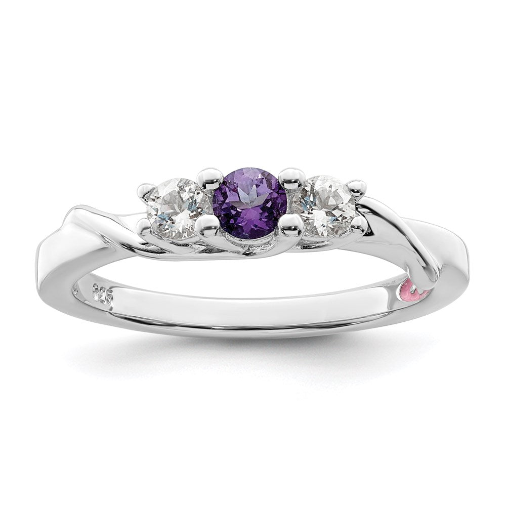 Survivor Collection Sterling Silver Rhodium-plated White and Purple Swarovski Topaz Joanna Ring
