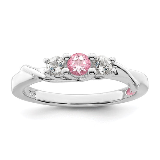 Survivor Collection 10k White Gold White Gold Rhodium-plated White and Pink Swarovski Topaz Joanna Ring