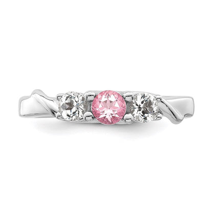 Survivor Collection 10k White Gold White Gold Rhodium-plated White and Pink Swarovski Topaz Joanna Ring