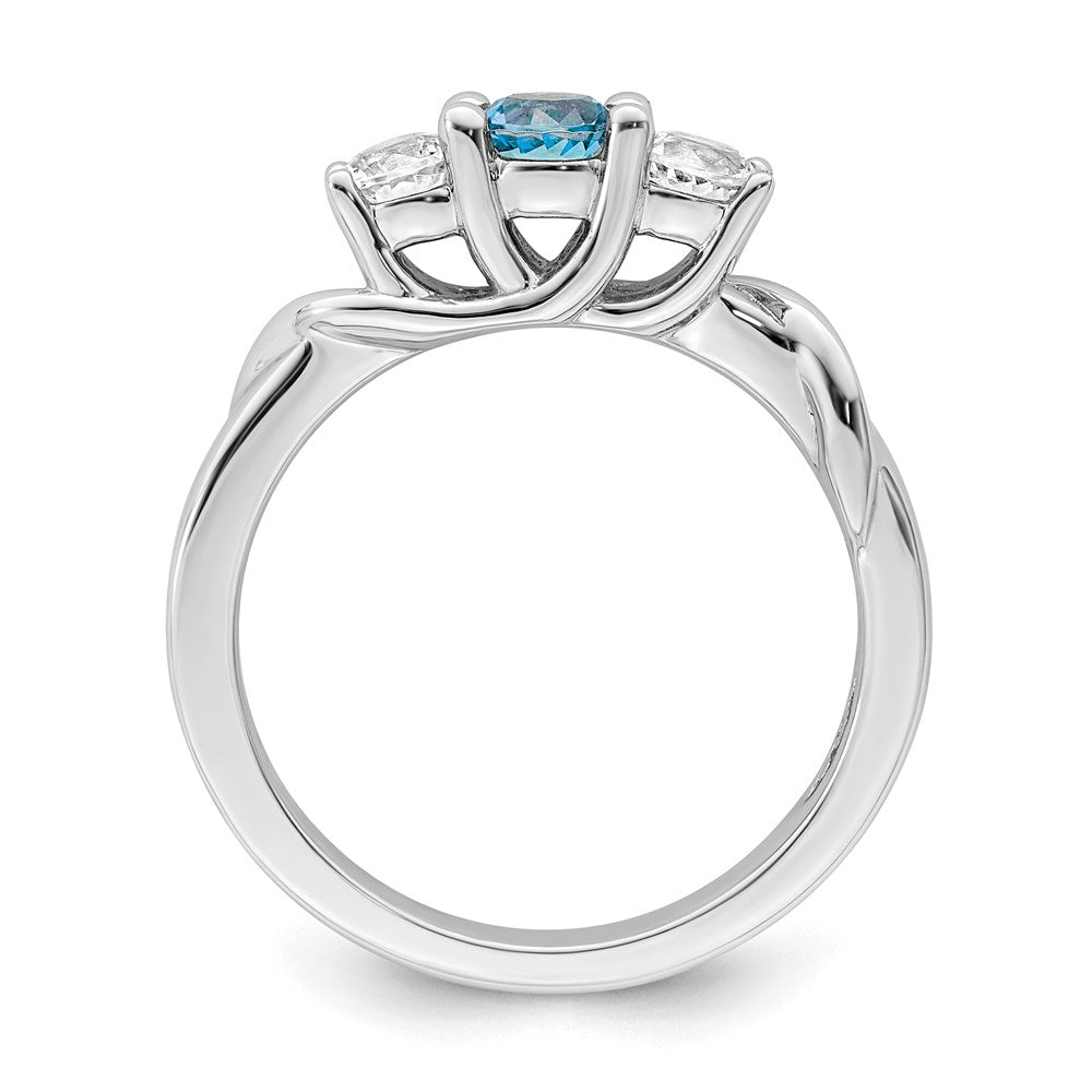 Survivor Collection Sterling Silver Rhodium-plated White and Blue Swarovski Topaz Joanna Ring