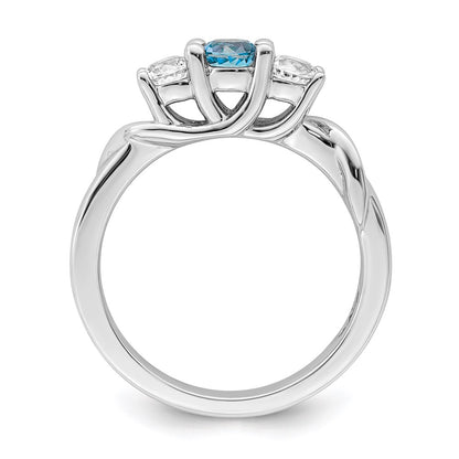Survivor Collection Sterling Silver Rhodium-plated White and Blue Swarovski Topaz Joanna Ring