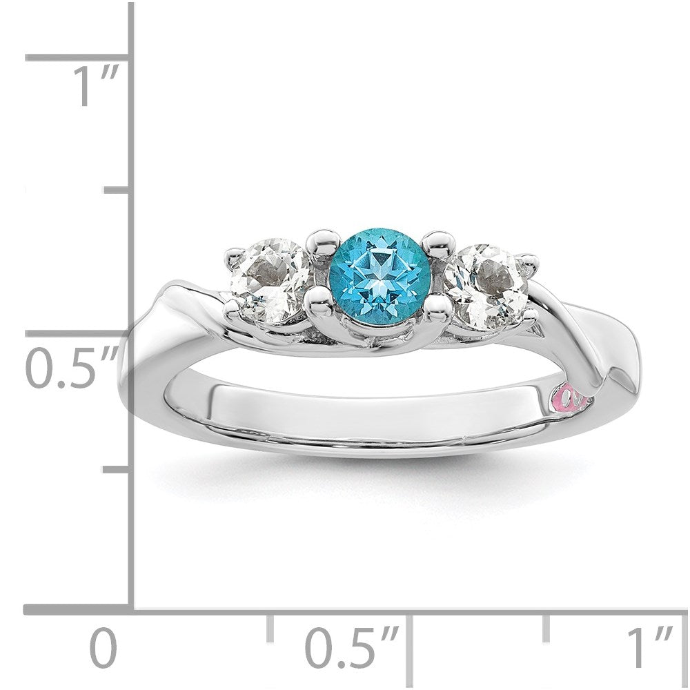Survivor Collection Sterling Silver Rhodium-plated White and Blue Swarovski Topaz Joanna Ring