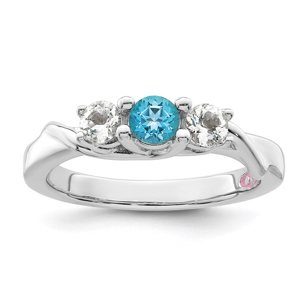 Survivor Collection Sterling Silver Rhodium-plated White and Blue Swarovski Topaz Joanna Ring