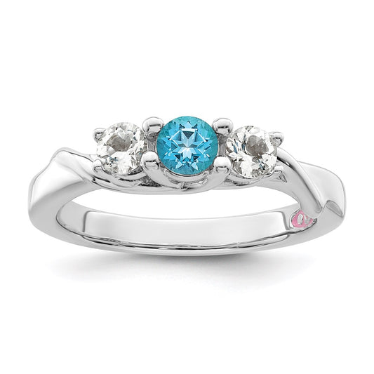 Survivor Collection Sterling Silver Rhodium-plated White and Blue Swarovski Topaz Joanna Ring