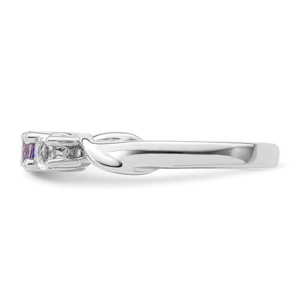 Survivor Collection Sterling Silver Rhodium-plated White and Purple Swarovski Topaz Joanna Ring