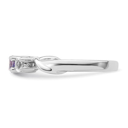 Survivor Collection Sterling Silver Rhodium-plated White and Purple Swarovski Topaz Joanna Ring