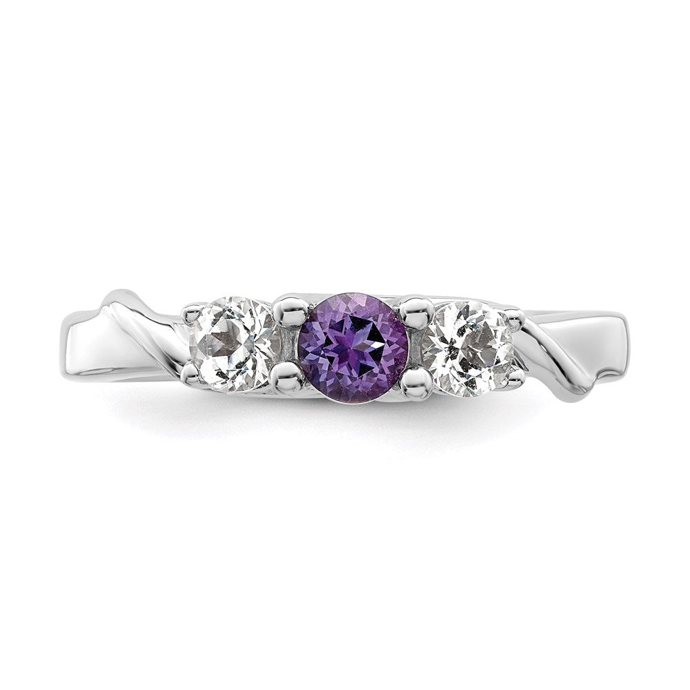 Survivor Collection Sterling Silver Rhodium-plated White and Purple Swarovski Topaz Joanna Ring