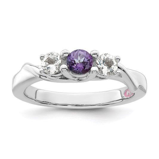 Survivor Collection Sterling Silver Rhodium-plated White and Purple Swarovski Topaz Joanna Ring