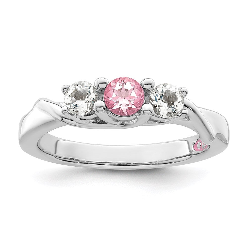 Survivor Collection 10k White Gold White Gold Rhodium-plated White and Pink Swarovski Topaz Joanna Ring