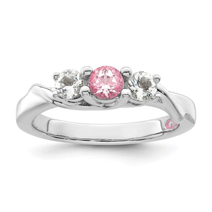 Survivor Collection 10k White Gold White Gold Rhodium-plated White and Pink Swarovski Topaz Joanna Ring