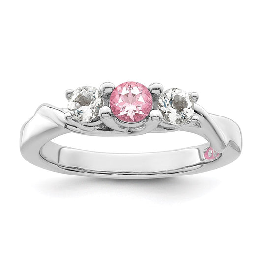 Survivor Collection 10k White Gold White Gold Rhodium-plated White and Pink Swarovski Topaz Joanna Ring
